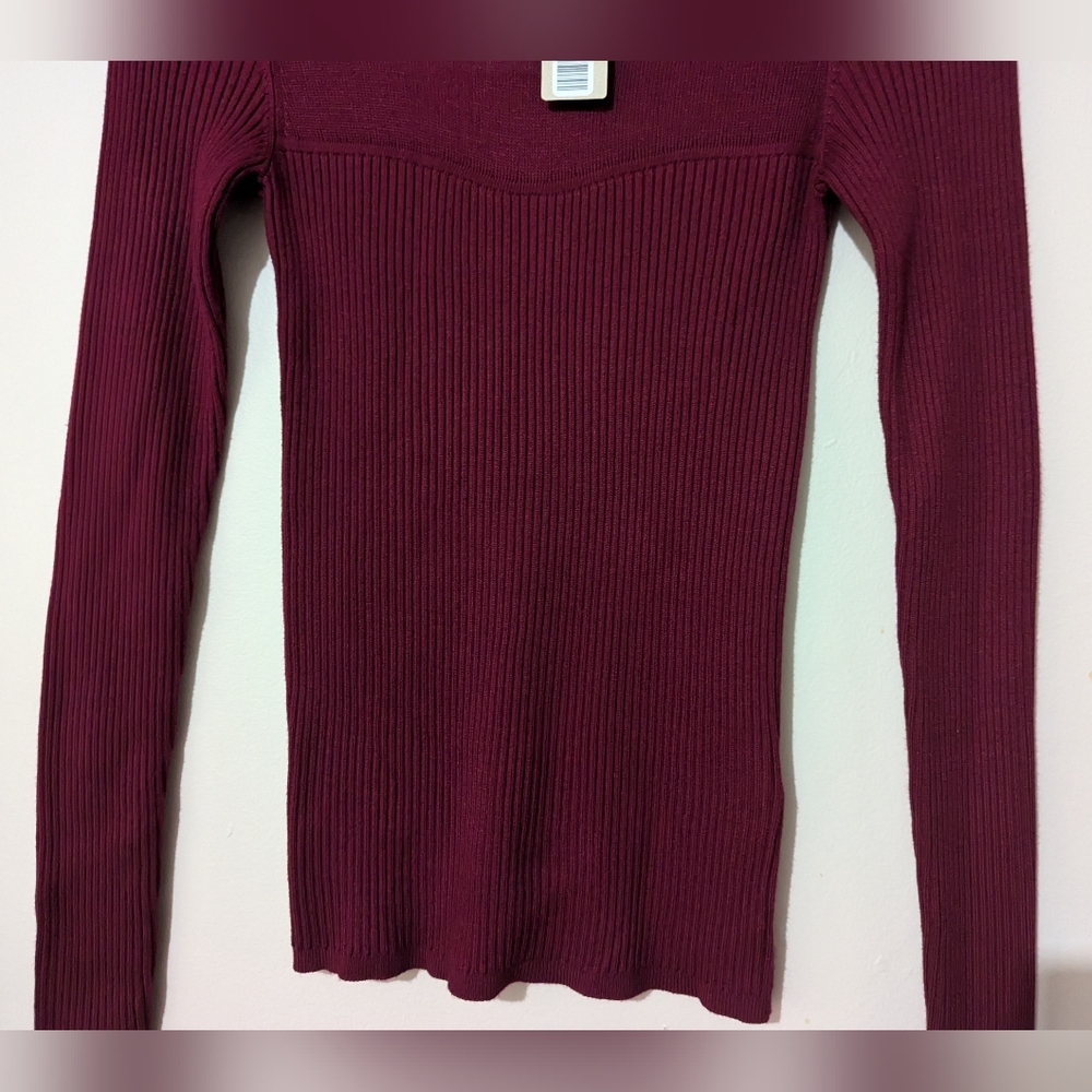 RW&Co Long-Sleeve Polo Ribbed Sweater With Sheer Yoke Size XS New! - Picture 5 of 15